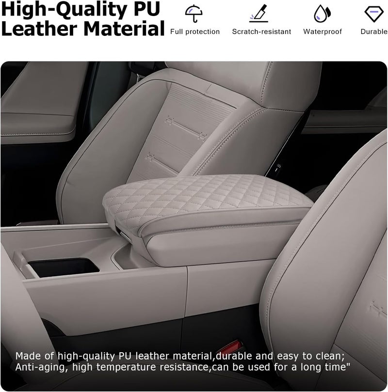 LUWU Center Console Cover Compatible with 2024 2025 2026 Hyundai Santa Fe Accessories Santa Fe Armrest Cover 2025 2026 Santa Fe SE/SEL/XRT/Limited/Calligraphy Armrest Console Cover Soft Leather(Thick Gray) - Image 5